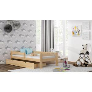 Dřevěná jednolůžková postel pro děti - 160x80 cm, MW88 PAWEŁEK Bílá Bez šuplíku Výměna krátké bariéry za odnímatelnou