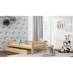 Dřevěná jednolůžková postel pro děti - 160x80 cm, MW88 PAWEŁEK Vanilka S funkcí spaní (bez matrace) Výměna krátké bariéry za odnímatelnou