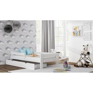 Dětské dřevěné postele - 180x90 cm, MW90 PAWEŁEK Bílá Bez šuplíku Standardní bariéry