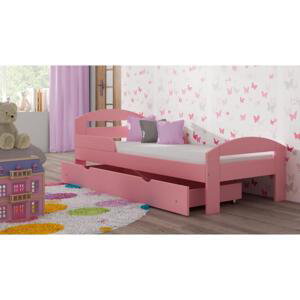 Dětská dřevěná postel - 180x90 cm, MW102 TIMI Růžová Bez šuplíku Standardní bariéry