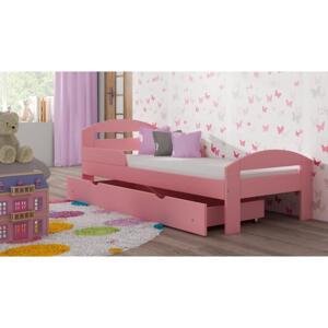 Dětská dřevěná postel - 180x90 cm, MW102 TIMI Tyrkysová Jeden na kolečkách Standardní bariéry