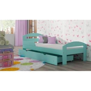 Dřevěná jednolůžková postel pro děti - 190x80 cm, MW103 TIMI Bílá Jeden na kolečkách Standardní bariéry