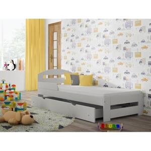 Dřevěná jednolůžková postel pro děti - 160x80 cm, MW106 TIMI-S Bílá Bez šuplíku Standardní bariéry