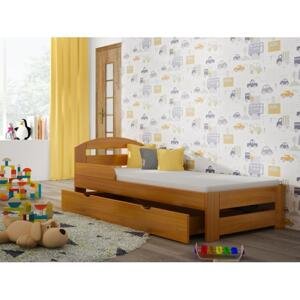Dětská dřevěná postel - 180x90 cm, MW108 TIMI-S Bílá Bez šuplíku Standardní bariéry