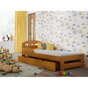 Dětská dřevěná postel - 180x90 cm, MW108 TIMI-S Modrá Bez šuplíku Standardní bariéry