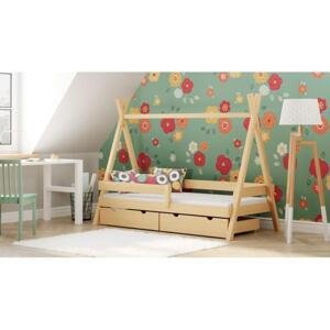 Dětská dřevěná postel tipi - 180x80 cm, MW119 TIPI PLUS Bílá Dva malé na kolečkách