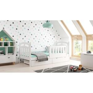 Dřevěná jednolůžková postel pro děti - 190x90 cm, MW148 ZUZIA Bílá S funkcí spaní (bez matrace)