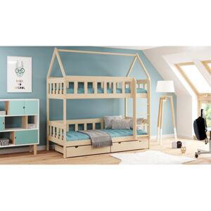 Dětská patrová domečková postel - 180x80 cm, MW151 CHWAT Modrá Bez šuplíku Dodatečná odnímatelná bariéra na spodní postel