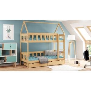 Dětská patrová domečková postel - 180x90 cm, MW152 CHWAT Tyrkysová Bez šuplíku Dodatečná odnímatelná bariéra na spodní postel