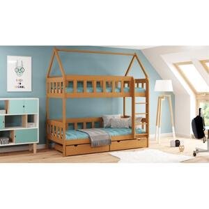 Dětské patrové postele - 190x80 cm, MW153 CHWAT Zelená Bez šuplíku Dodatečná odnímatelná bariéra na spodní postel