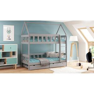 Dětská patrová domečková postel - 190x90 cm, MW154 CHWAT Zelená Bez šuplíku Dodatečná odnímatelná bariéra na spodní postel