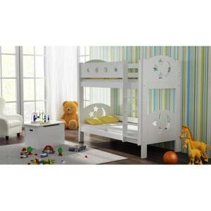 Dětská patrová postel - 180x80 cm, MW163 FINEZJA (GWIAZDKI) Bílá Bez šuplíku Dodatečná přišroubovaná bariéra na spodní postel