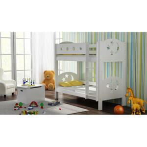 Dětská patrová postel - 180x80 cm, MW163 FINEZJA (GWIAZDKI) Šedá Dva malé na kolečkách Dodatečná přišroubovaná bariéra na spodní postel