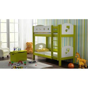 Patrová dětská postel - 160x80 cm, MW168 FINEZJA (SERCA) Zelená Bez šuplíku Dodatečná přišroubovaná bariéra na spodní postel