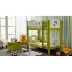 Patrová dětská postel - 160x80 cm, MW168 FINEZJA (SERCA) Zelená Jeden na kolečkách Dodatečná přišroubovaná bariéra na spodní postel