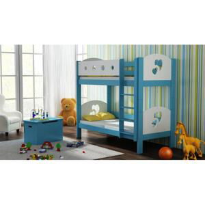 Dětská patrová postel - 180x80 cm, MW169 FINEZJA (SERCA) Modrá Bez šuplíku Dodatečná přišroubovaná bariéra na spodní postel