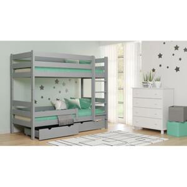 Dětská patrová postel - 190x80 cm, MW183 GAGATEK LUX Růžová Dva malé na kolečkách Výměna krátké bariéry za odnímatelnou