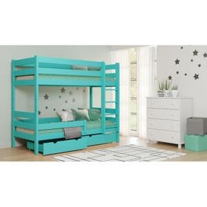 Patrová dětská postel - 190x90 cm, MW184 GAGATEK LUX Zelená Bez šuplíku Výměna krátké bariéry za odnímatelnou