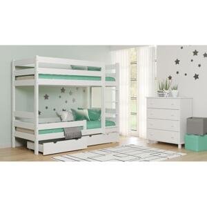 Dětská patrová postel - 200x90 cm, MW185 GAGATEK LUX Bílá S funkcí spaní (bez matrace) Výměna krátké bariéry za odnímatelnou