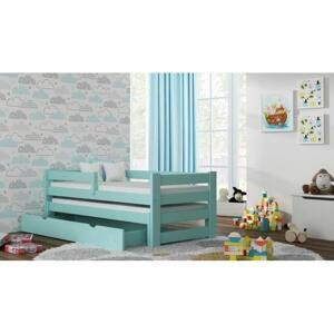 Dvoupatrová dětská postel - 190x80/180x80 cm, MW188 PAWEŁEK DUO Zelená Bez šuplíku Standardní bariéry