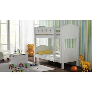 Dětská patrová postel - 160x80 cm, MW189 URWISEK-L Bílá Jeden na kolečkách Dodatečná přišroubovaná bariéra na spodní postel
