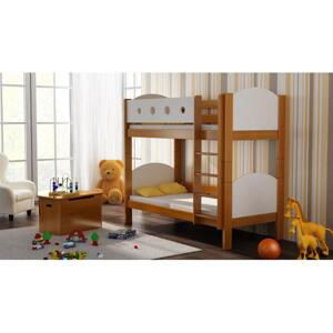 Patrová dětská postel - 180x80 cm, MW190 URWISEK-L Bílá Jeden na kolečkách Dodatečná odnímatelná bariéra