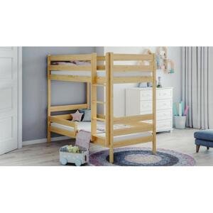 Dětská patrová postel - 160x80 cm, MW201 WRÓBEL-P1 Borovice Bez šuplíku Výměna krátké bariéry za odnímatelnou