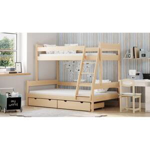 Patrová dětská postel - 90/120x200 cm, MW219 FAMILIJNE Růžová Dva malé na kolečkách Dodatečná odnímatelná bariéra