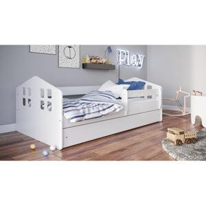 Bílá dětská postel - Kacper 140x80 cm, KK82 Kacper ANO Bílá Pěna