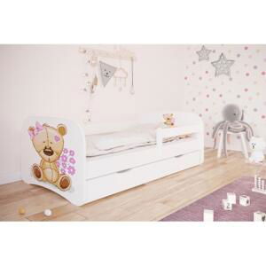 Postel s medvídkem s květinami - Babydreams 160x80 cm, KK106 Babydreams - Miś z kwiat ANO Zelená Bez matrace