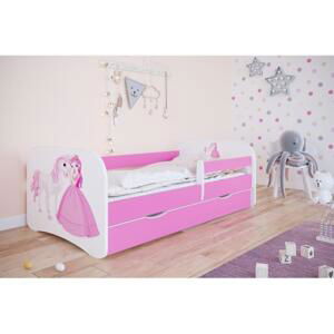 Postel s princeznou a koněm - Babydreams 180x80 cm, KK128 Babydreams - Księżniczka ANO Růžová Bez matrace