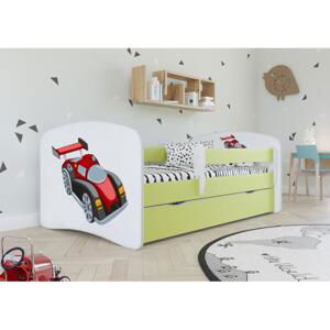 Postel se závodním autem - Babydreams 180x80 cm, KK134 Babydreams - Auto wyś ANO Zelená Bez matrace