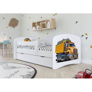 Postel s nákladním autem - Babydreams 180x80 cm, KK140 Babydreams - Ciężarówka ANO Bílá Bez matrace