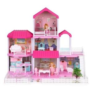 Růžový domeček pro panenky s dvorem, Multi__HC480394