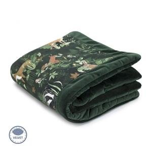 Teplá sametová deka pro děti - zvířata / tmavě zelená, MA1019 Woodland - Velvet 75x100 cm