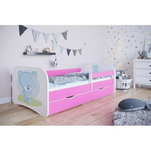 Postel s modrým medvídkem - Babydreams 180x80 cm, KK116 Babydreams - Nieb miś NE Bílá Bez matrace