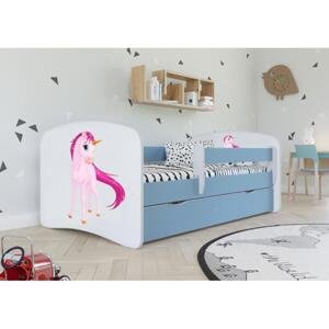 Dětská postel s jednorožcem - Babydreams 140x70 cm, KK123 Babydreams - Jednorożec ANO Modrá Pěna
