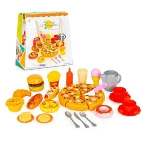 Fast food pizza hranolky hotdog sada hraček pro děti se suchým zipem, multi__HC429510