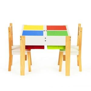 Dřevěná sestava dětského nábytku: stůl + 2 židle, multi__XKF002