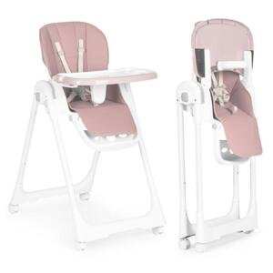 Vysoká židle, židle na krmení, výškově nastavitelná, popruhy z ekokůže, dvojitý zásobník, Multi__HA-013 PINK