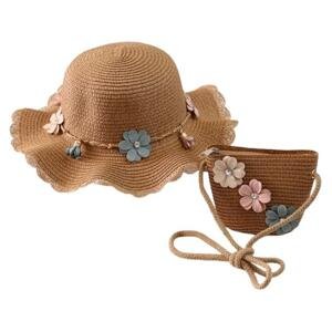Sada dětského klobouku a kabelky s květinami, CZ38