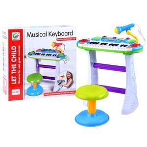 Dětské klávesy s mikrofonem a taburetem modré