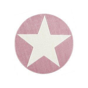 Livone Dětský kulatý koberec - Hollywood Star barva: růžová x bílá, Velikost: průměr 160