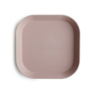 Mushie Dětský talíř hranatý - 2 ks barva: růžová