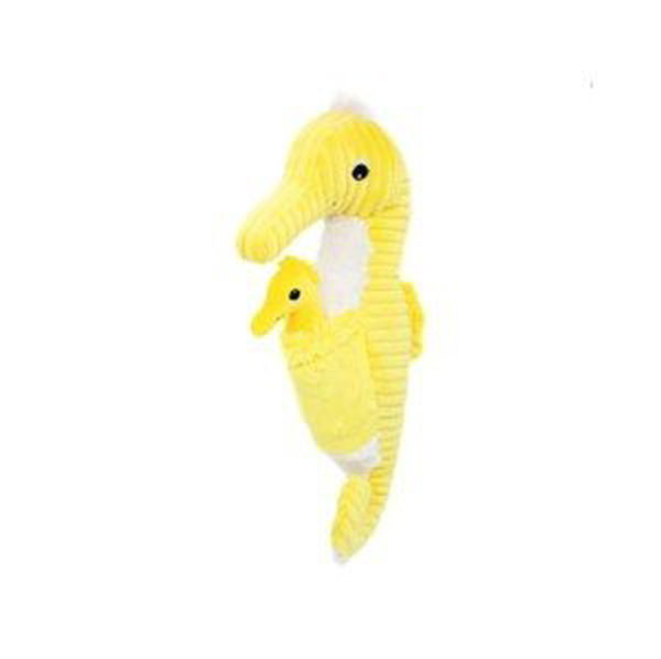Les Déglingos Plyšový mořský koník - táta s miminkem barva: žlutá