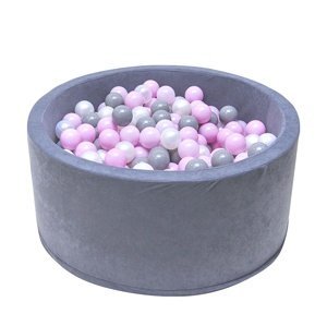 eliNeli Dětský suchý BAZÉNEK "90x40" s míčky 200 ks, šedý barva míčků: růžový