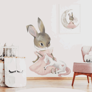 ELIS DESIGN moderní nálepka králíčka s jednorožcem Velikost: S