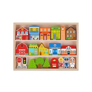 Dřevěná hračka Dřevěné kostky pro děti - město