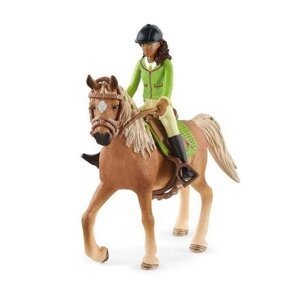 Schleich 42542 Černovláska Sarah s pohyblivými klouby na koni