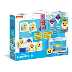 EDUkit - Baby Shark 4v1 (pexeso, 60 puzzle, domino, 6 kostek)